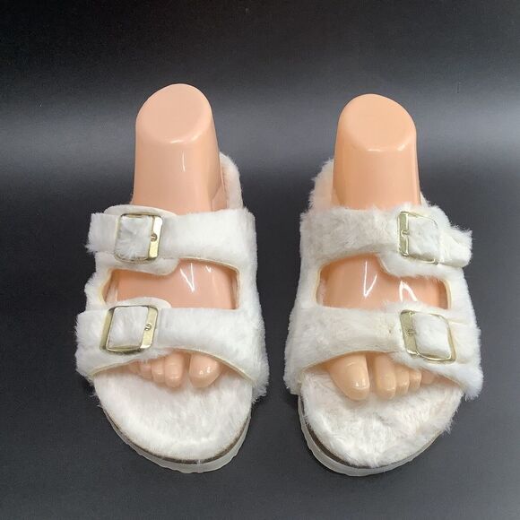 Womans Esmara Flats Sandals Slip On Shoes Off White Gold Tone Buckle EUR 39 US 8 - Picture 2 of 6